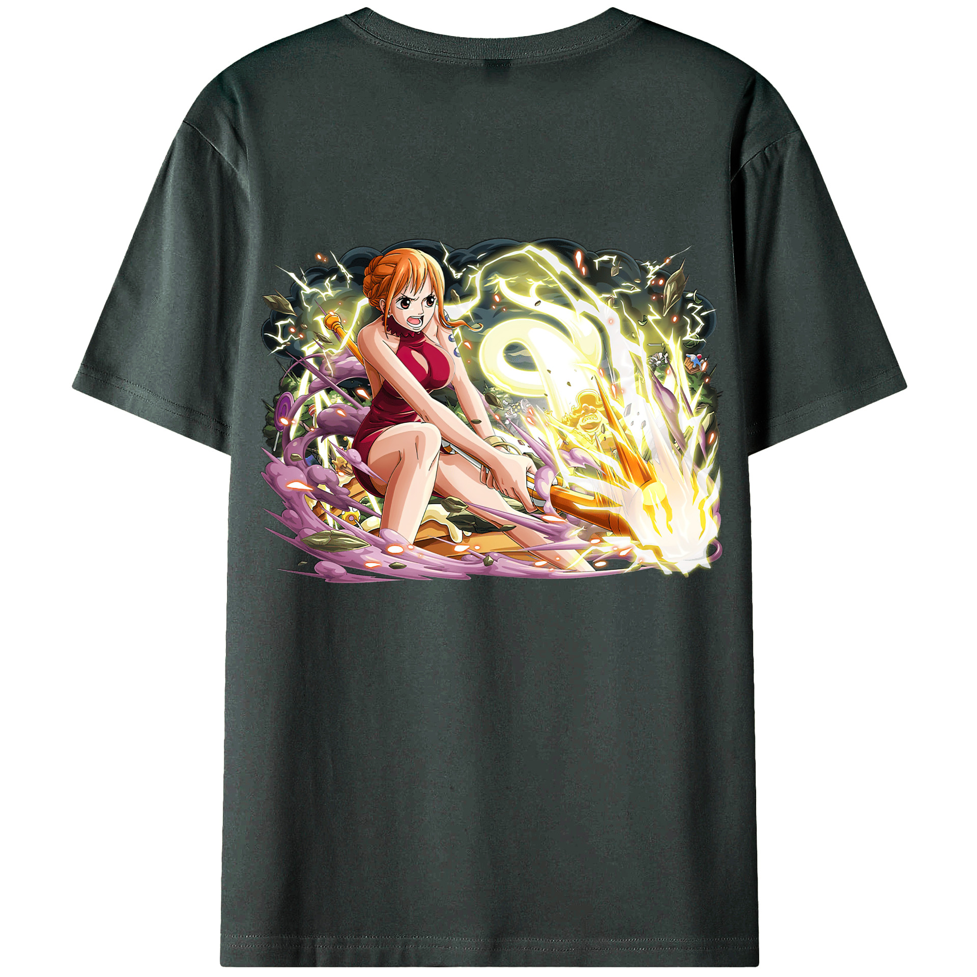 （画像用） ワンピース ナミ ONE PIECE Nami 綿100％ メンズ半袖Tシャツ（バックプリント） 通気性
